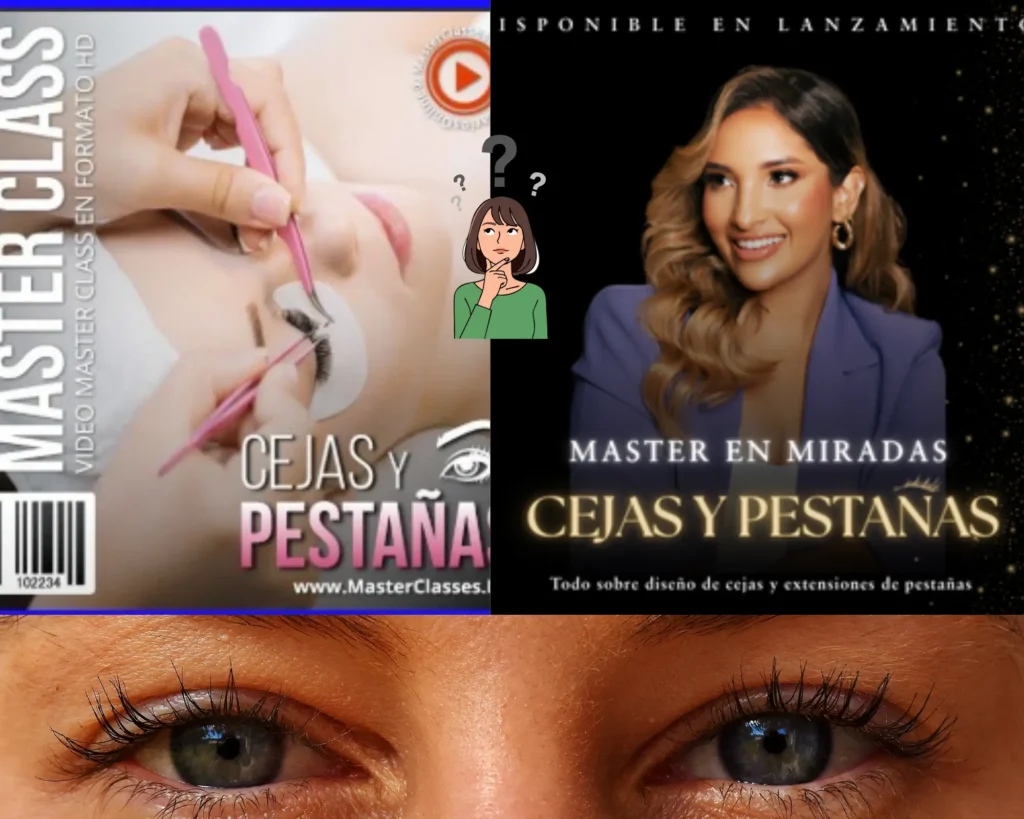 Comparacion entre el curso de cejas y pestañas pelo a pelo y el máster en miradas de Hotmart