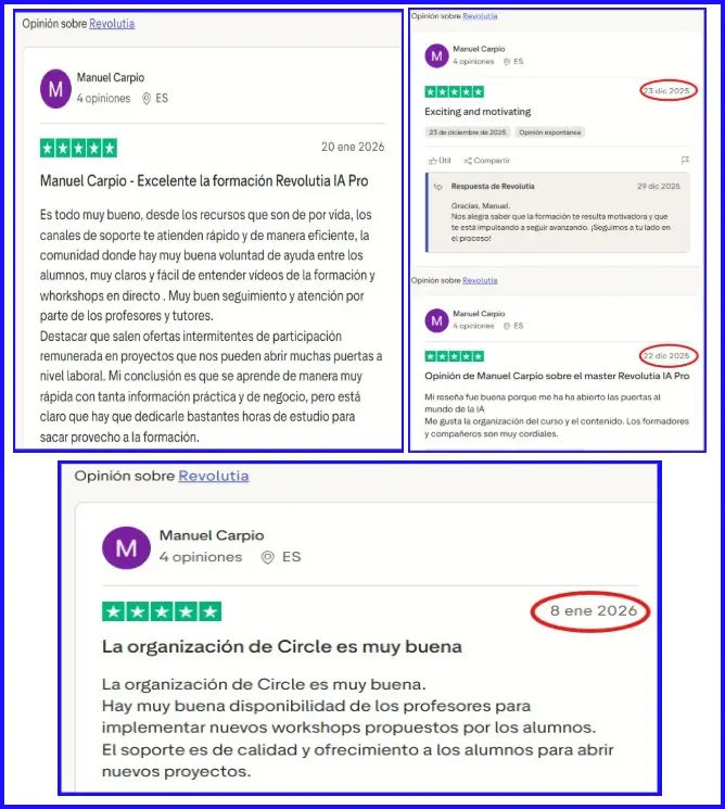 opiniones verificadas de alumnos de revolutia.ai