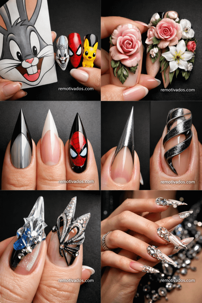 Diseño de uñas cartoon nivel experto con parametrización del dibujo y acabado artístico. Del curso de uñas de hotmart