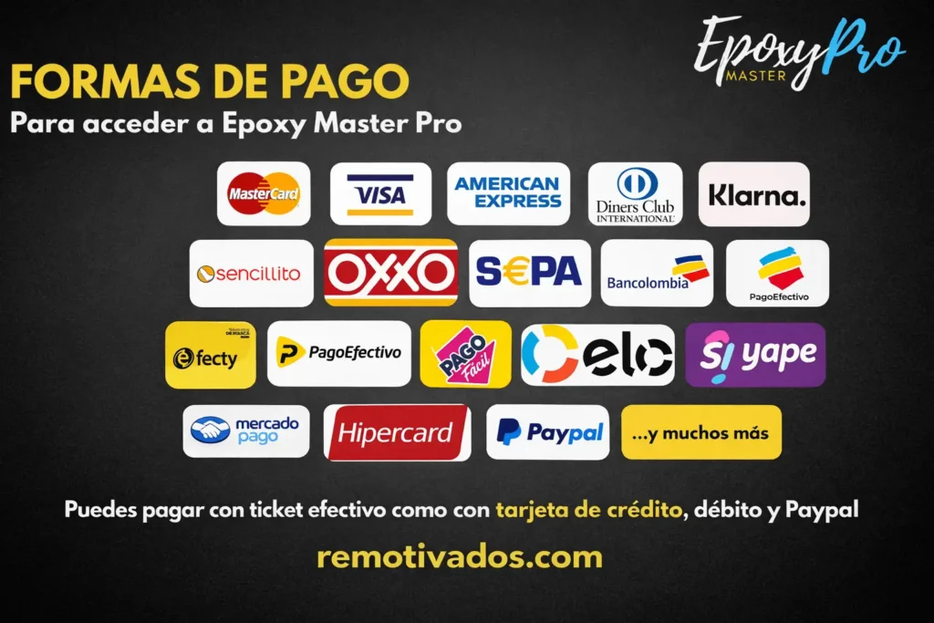 formas de pago de la formacion para hacer mesas y pisos de resina epoxica